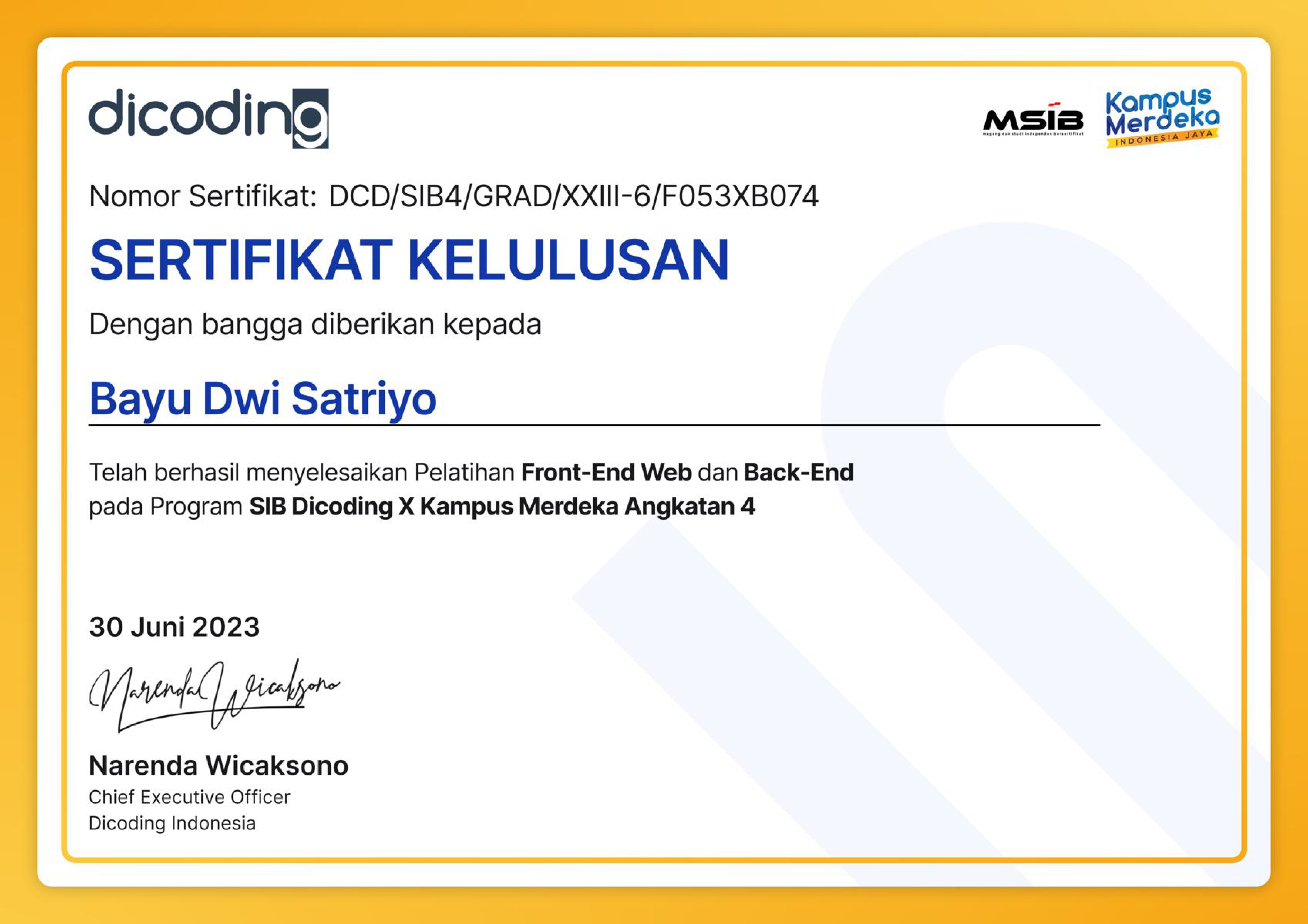 Sertifikat Dicoding